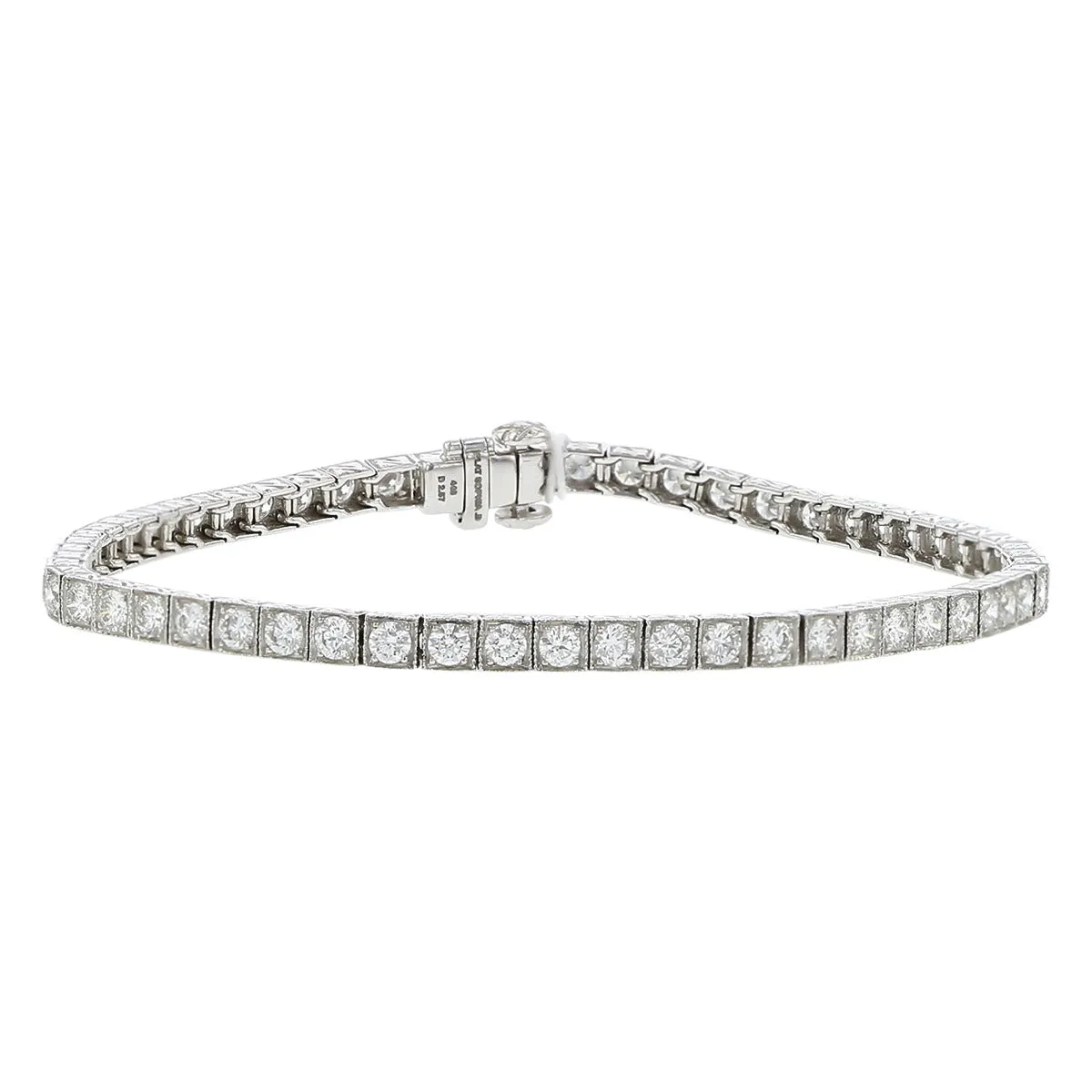 Platinum 2.57-Carat Diamond Box Tennis Bracelet