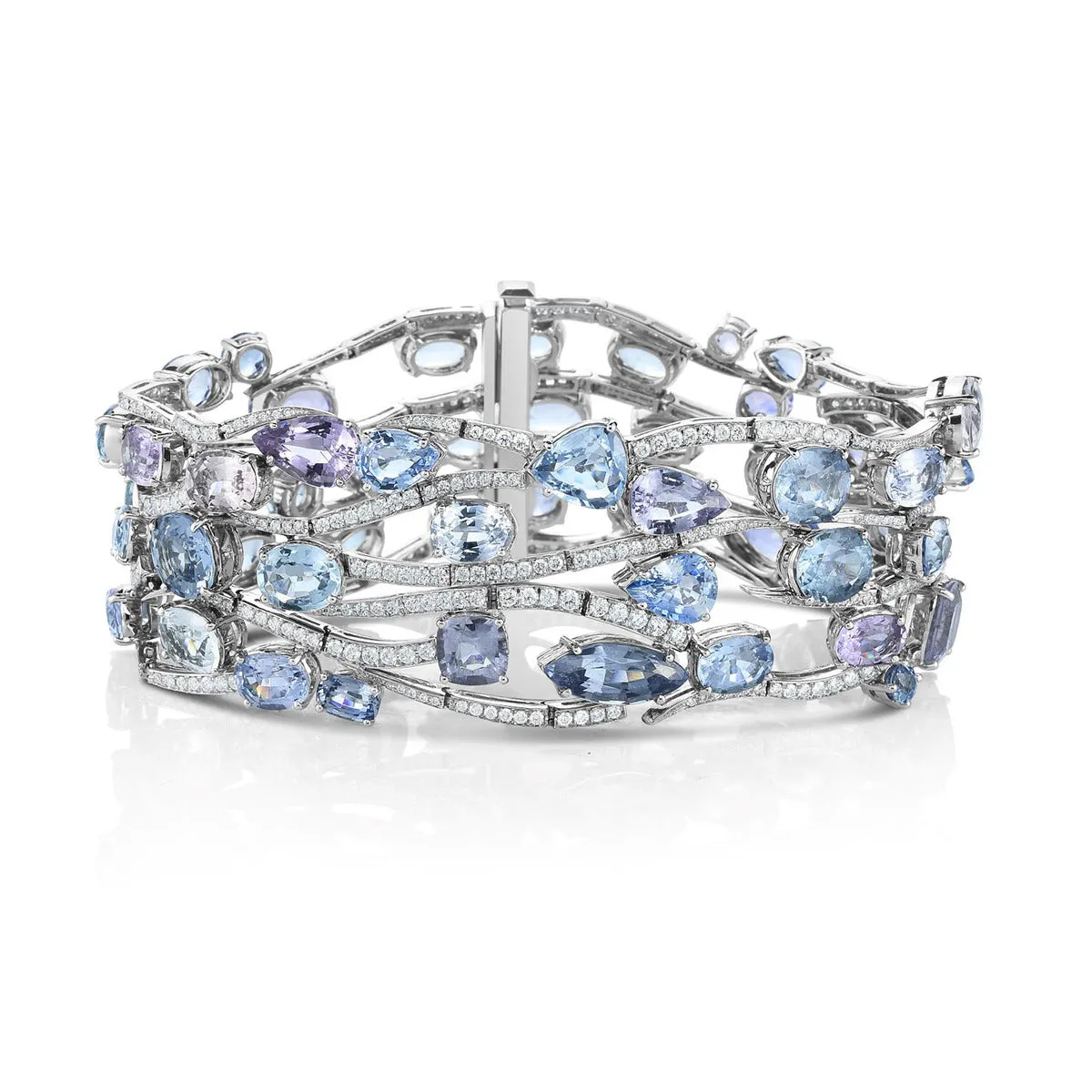Platinum Multi-color Sapphire and Diamond Bracelet