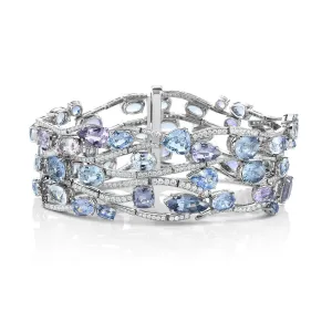 Platinum Multi-color Sapphire and Diamond Bracelet