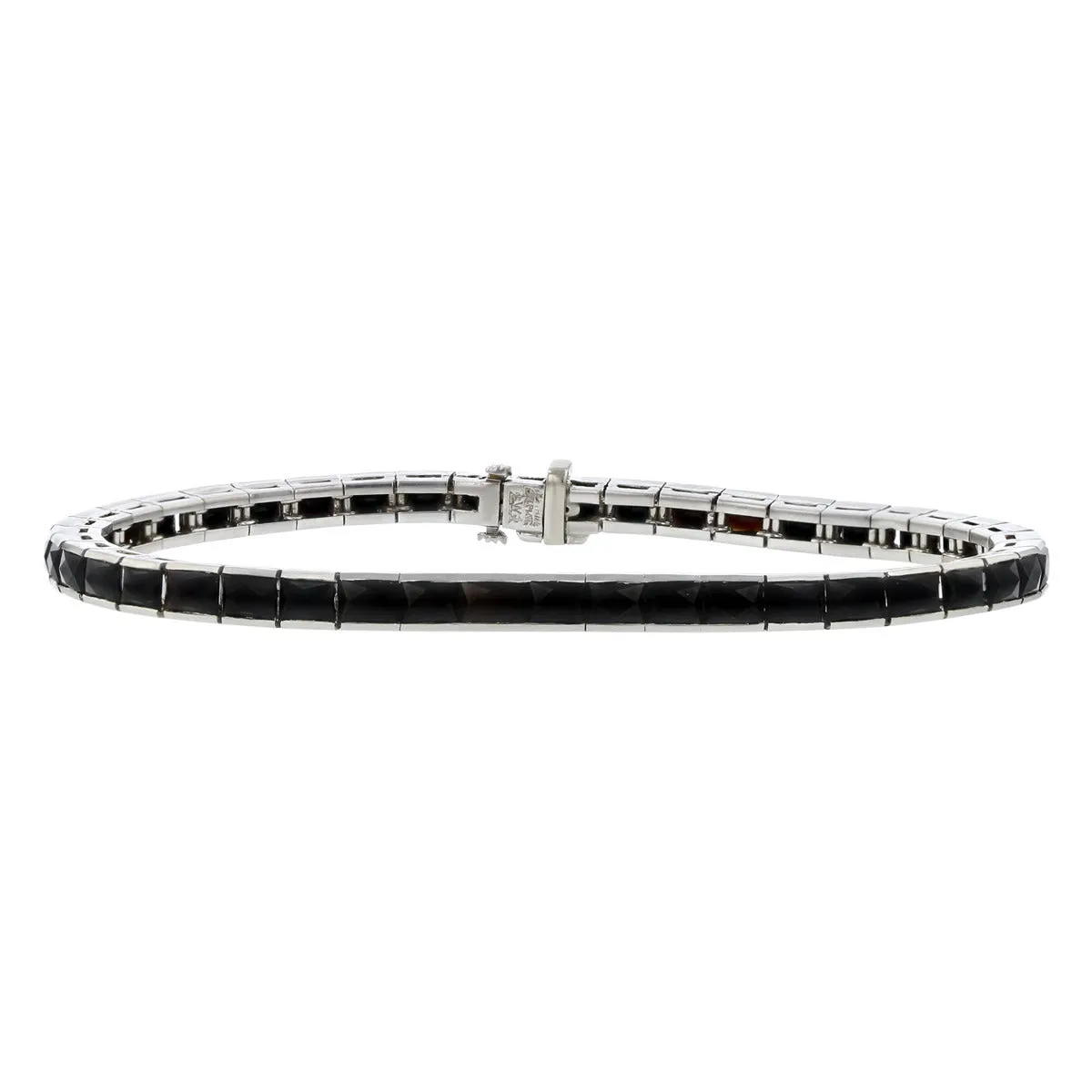 Platinum Square-cut Black Onyx Line Bracelet