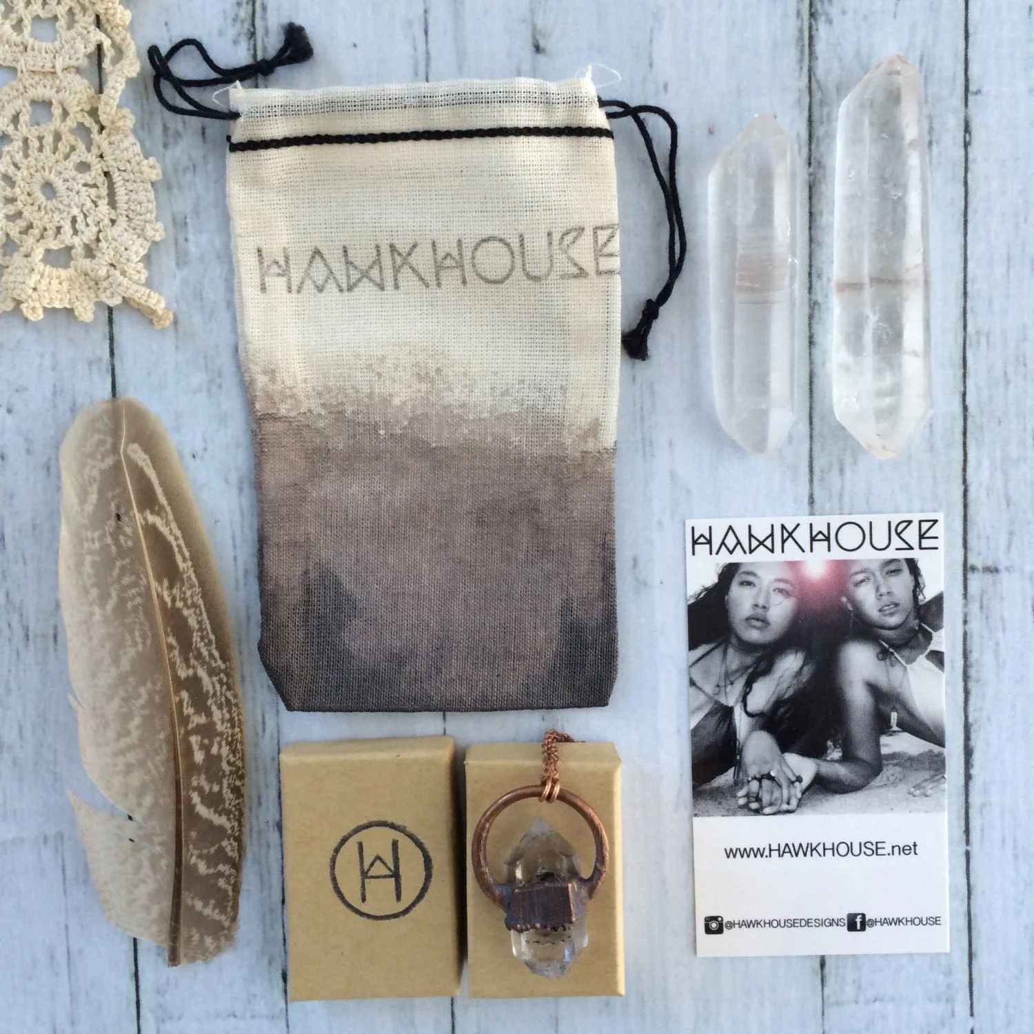 Quartz crystal necklace | Large raw quartz necklace