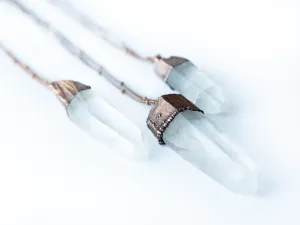 Quartz crystal necklace | Large raw quartz necklace
