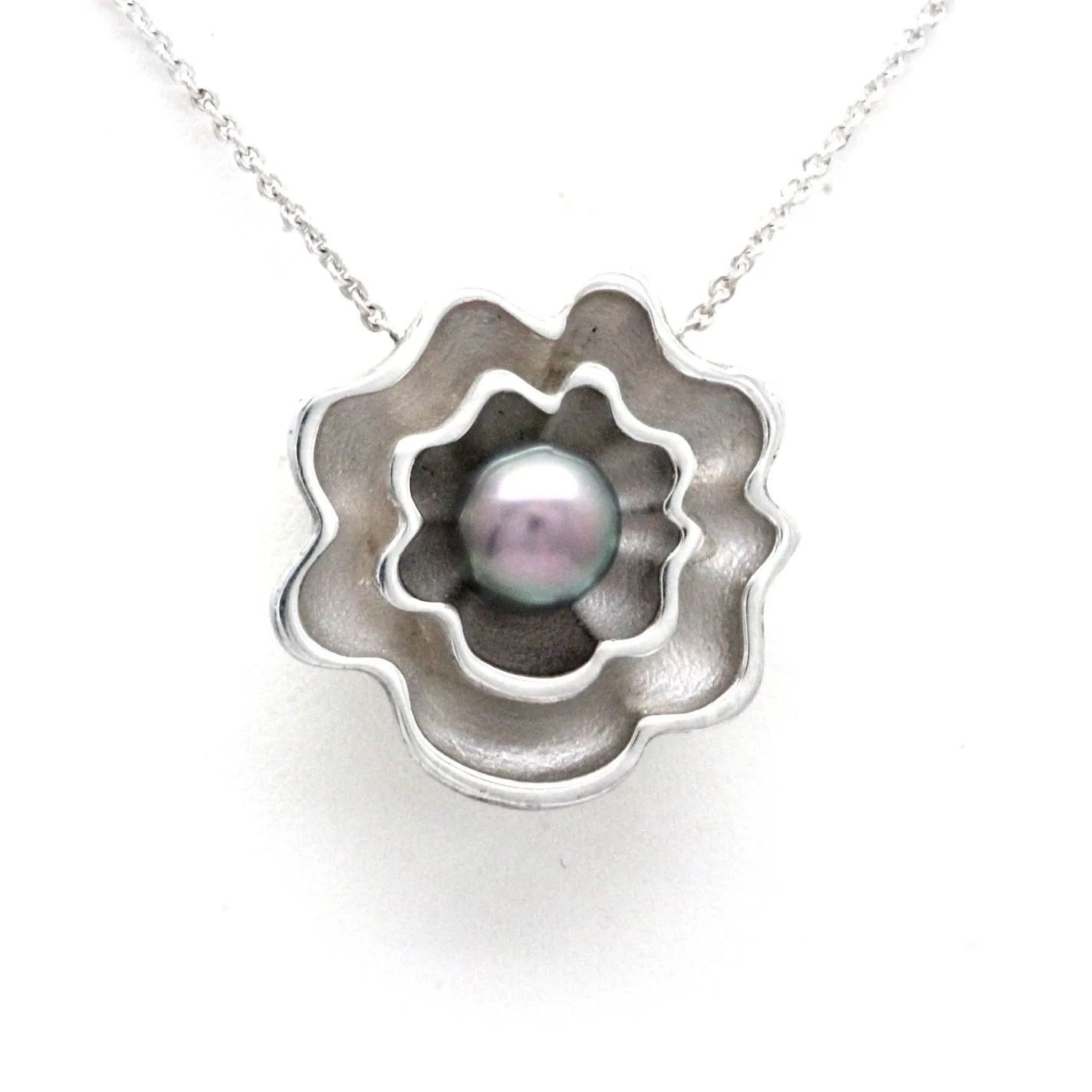 "Olanes" Silver Chain with Cortez Pearl by "Noble Sensación"
