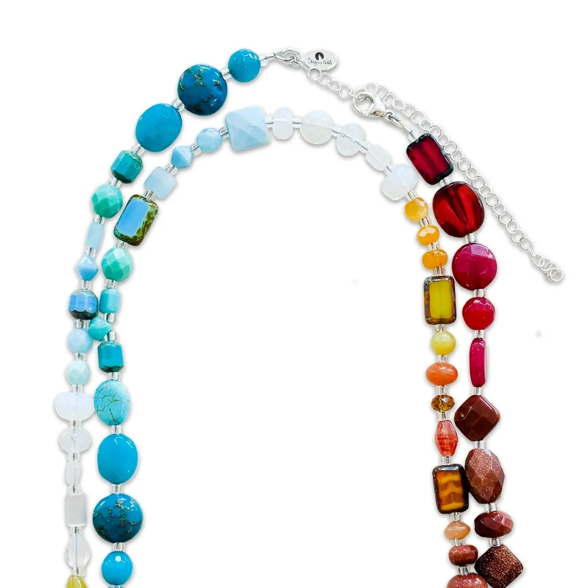 Rainbow Gemstone Medley, Convertible Necklace/Bracelet, 44"