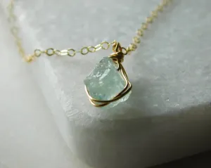 Raw Aquamarine Necklace | March Birthstone