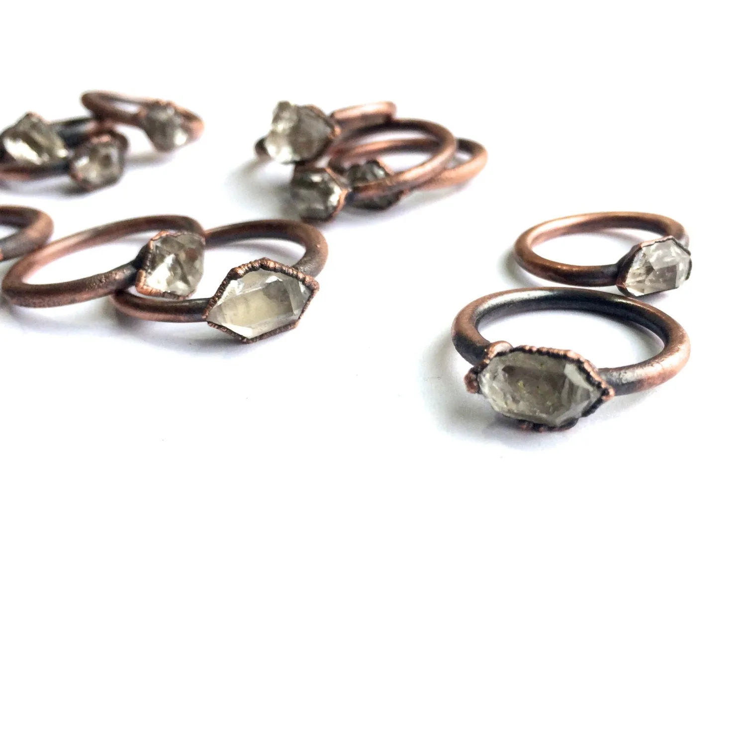 Raw crystal ring | Herkimer diamond ring