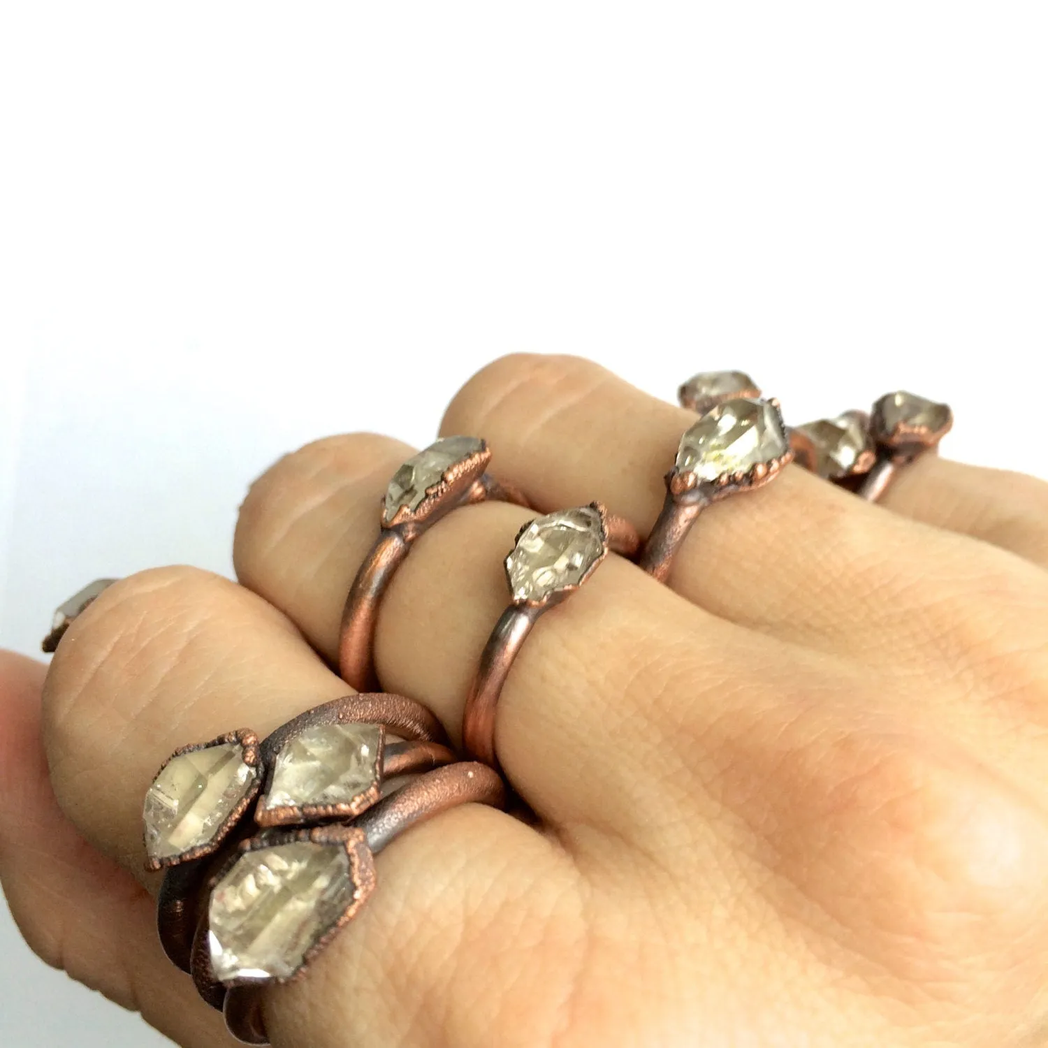 Raw crystal ring | Herkimer diamond ring