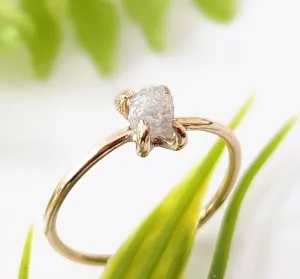 Raw diamond engagement ring