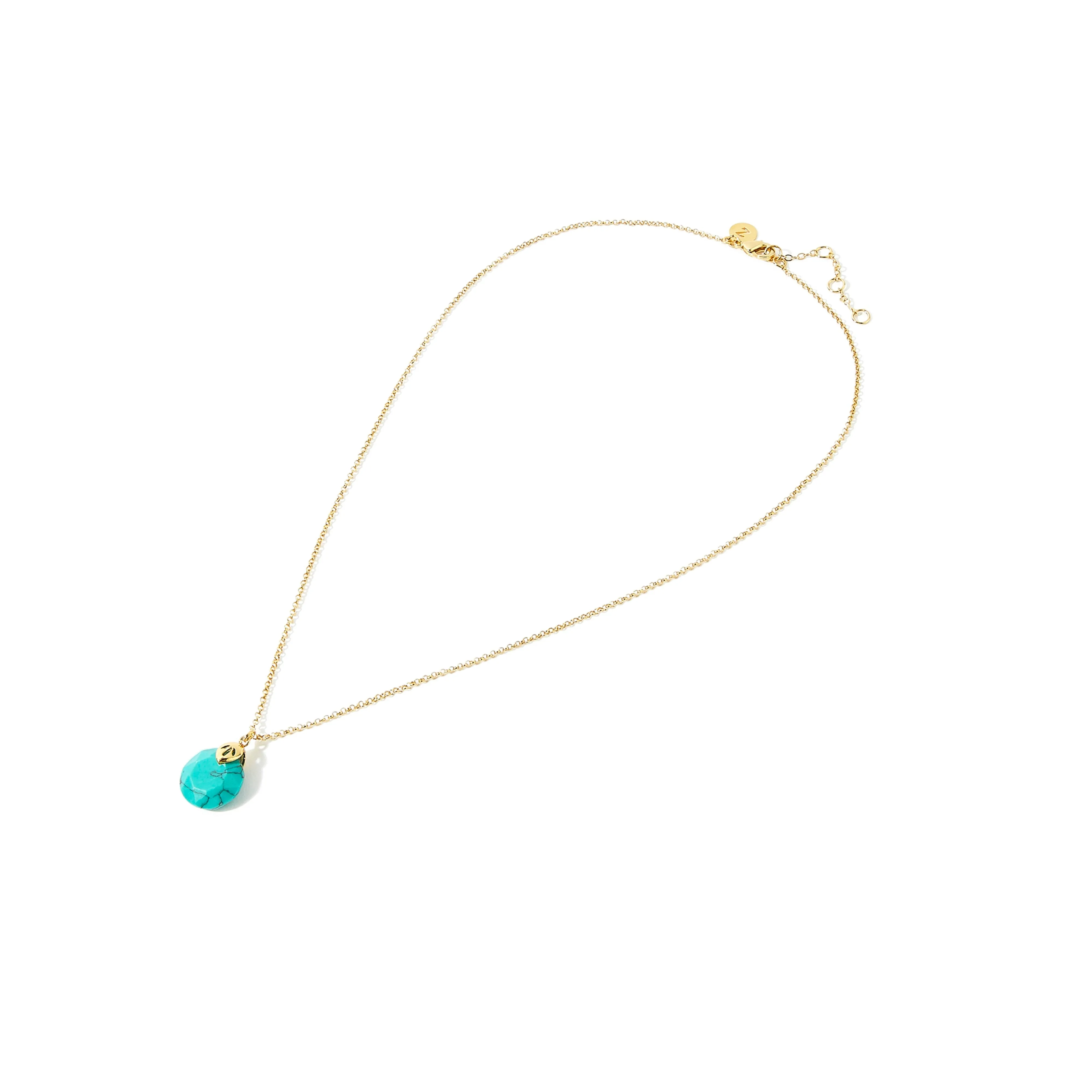 Real Gold Plated Circle Healing Stone Pendant Necklace Turq For Women
