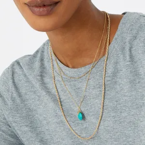 Real Gold Plated Circle Healing Stone Pendant Necklace Turq For Women
