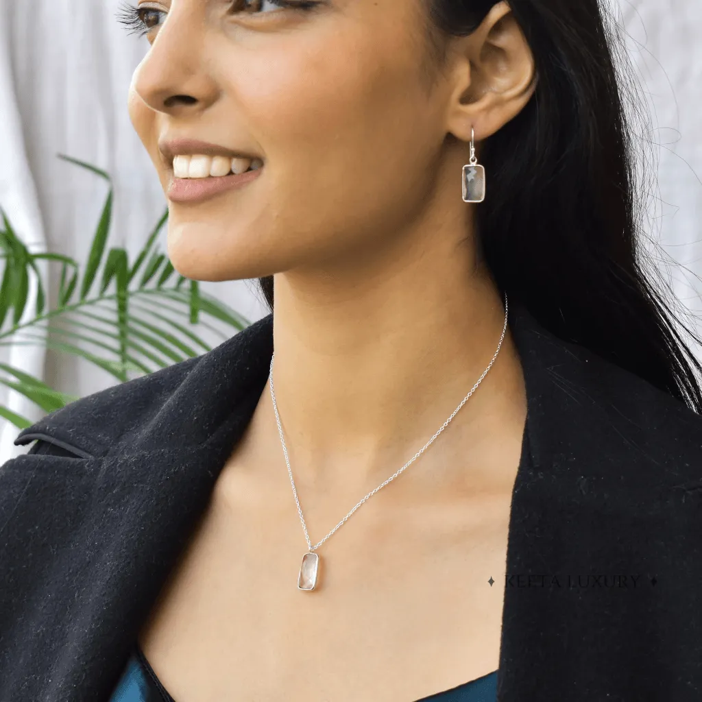 Rectangular Strength - Rose Quartz Necklace