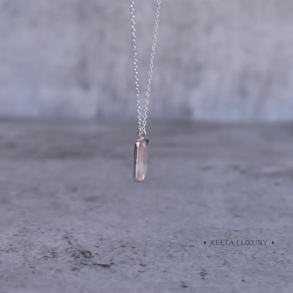 Rectangular Strength - Rose Quartz Necklace
