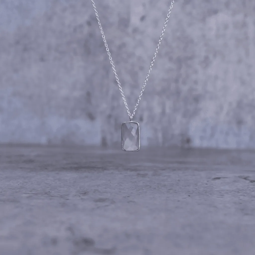 Rectangular Strength - Rose Quartz Necklace