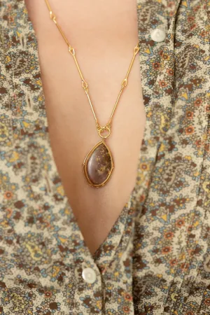 Red Gold Quartz Necklace