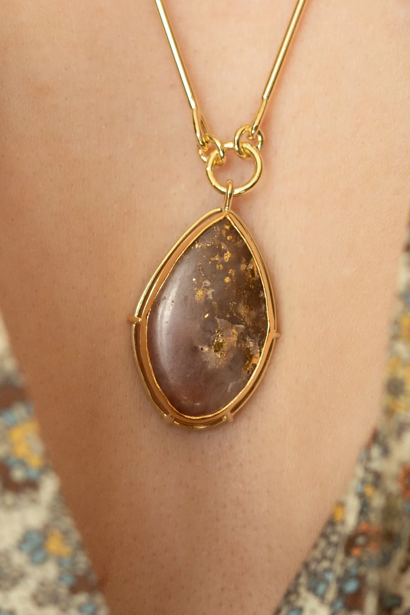 Red Gold Quartz Necklace
