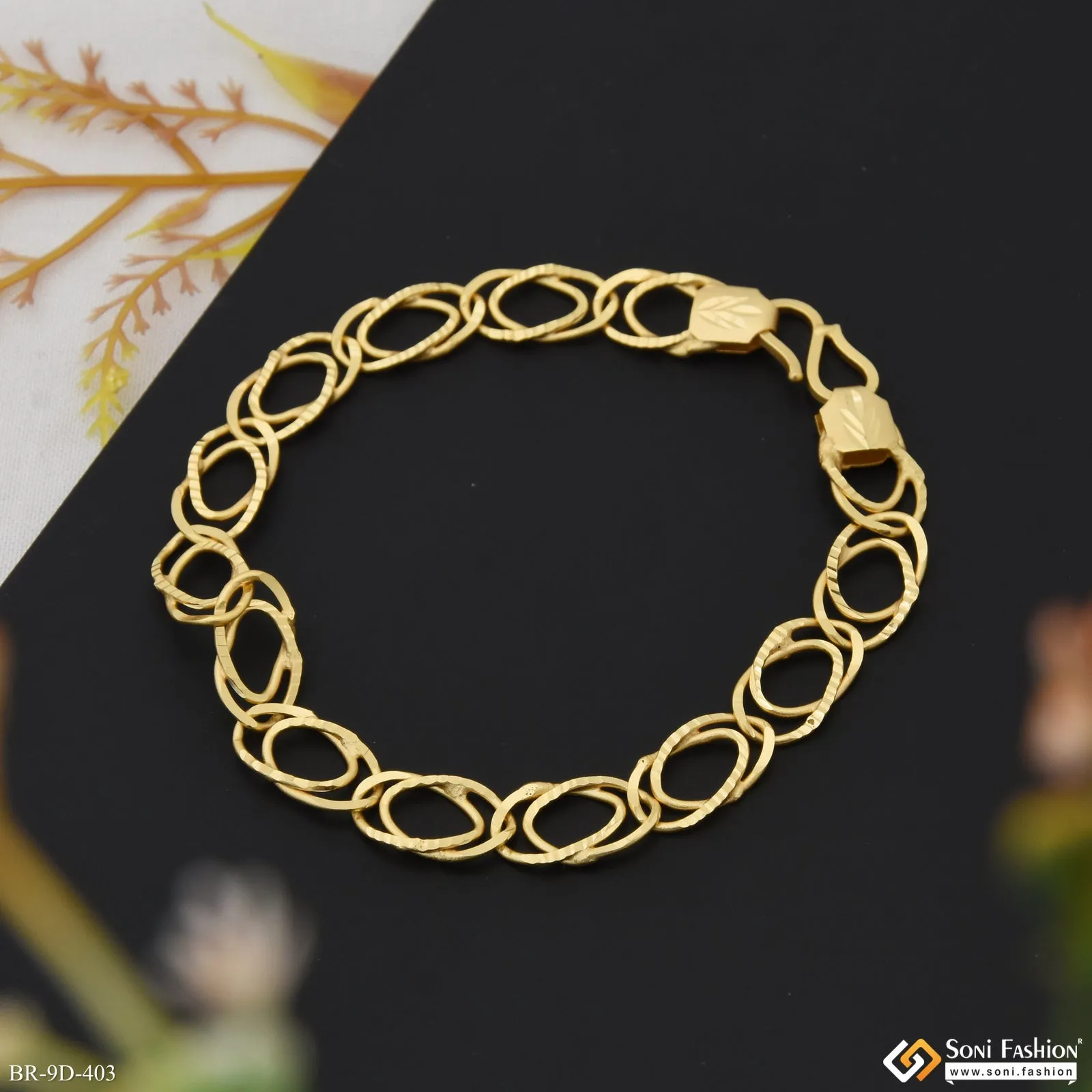 Ring Into Ring Amazing Design Gold Plated Bracelet for Men - Style D403