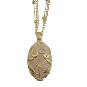Rose Quartz and Vine Necklace