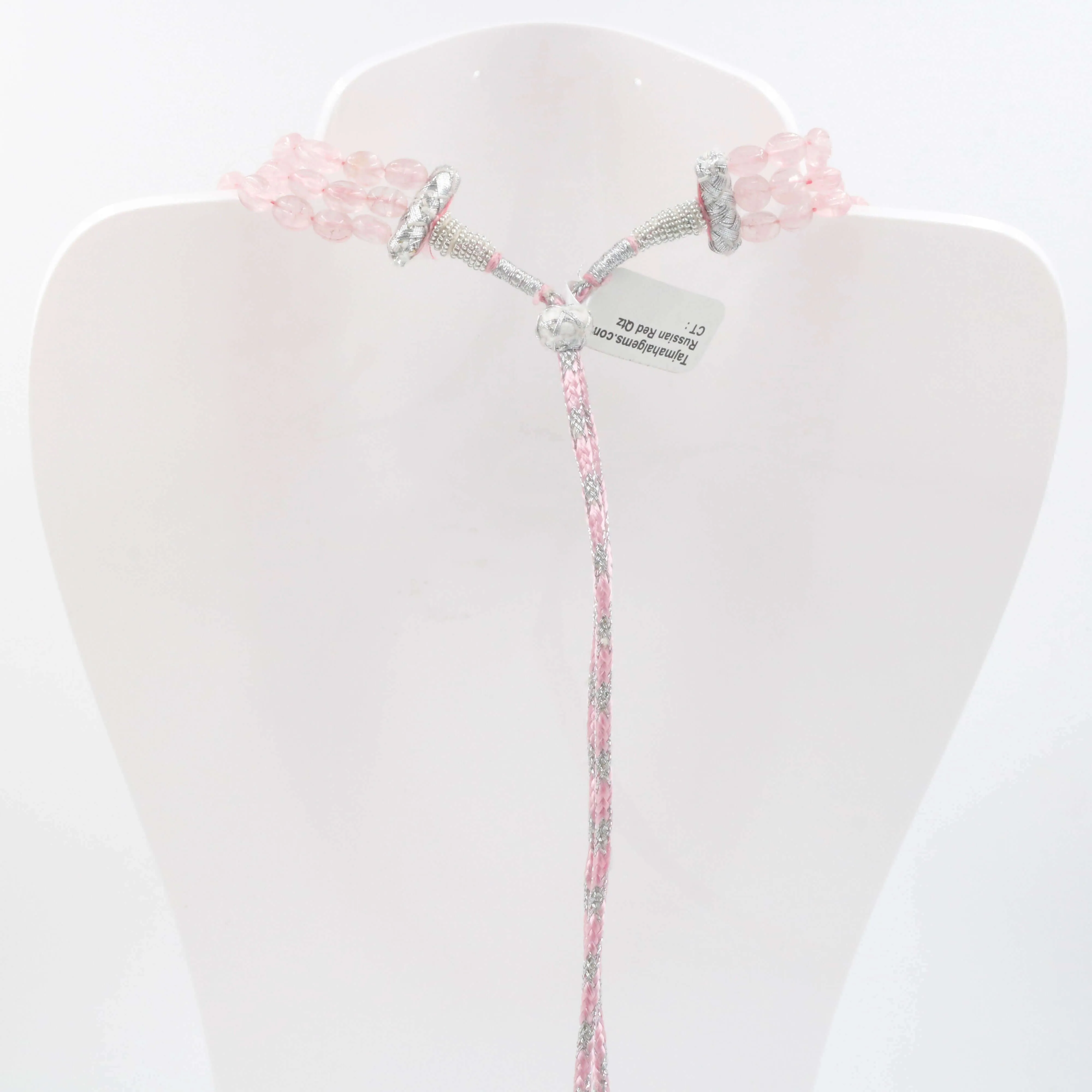 Rose Quartz Beaded Necklace Quartz Necklace Pink Quartz Fluted Beads Indian Sarafa Necklace Fluted Melon Carved Necklace SKU: 6143095
