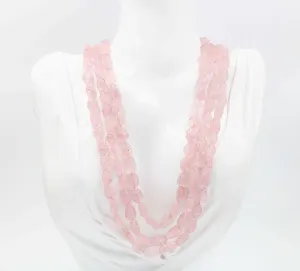 Rose Quartz Carved Necklace Genuine Quartz Carved Necklace Genuine Quartz Necklace Pink Beaded Necklace Indian Sarafa Quartz Gemstone SKU: 6143009