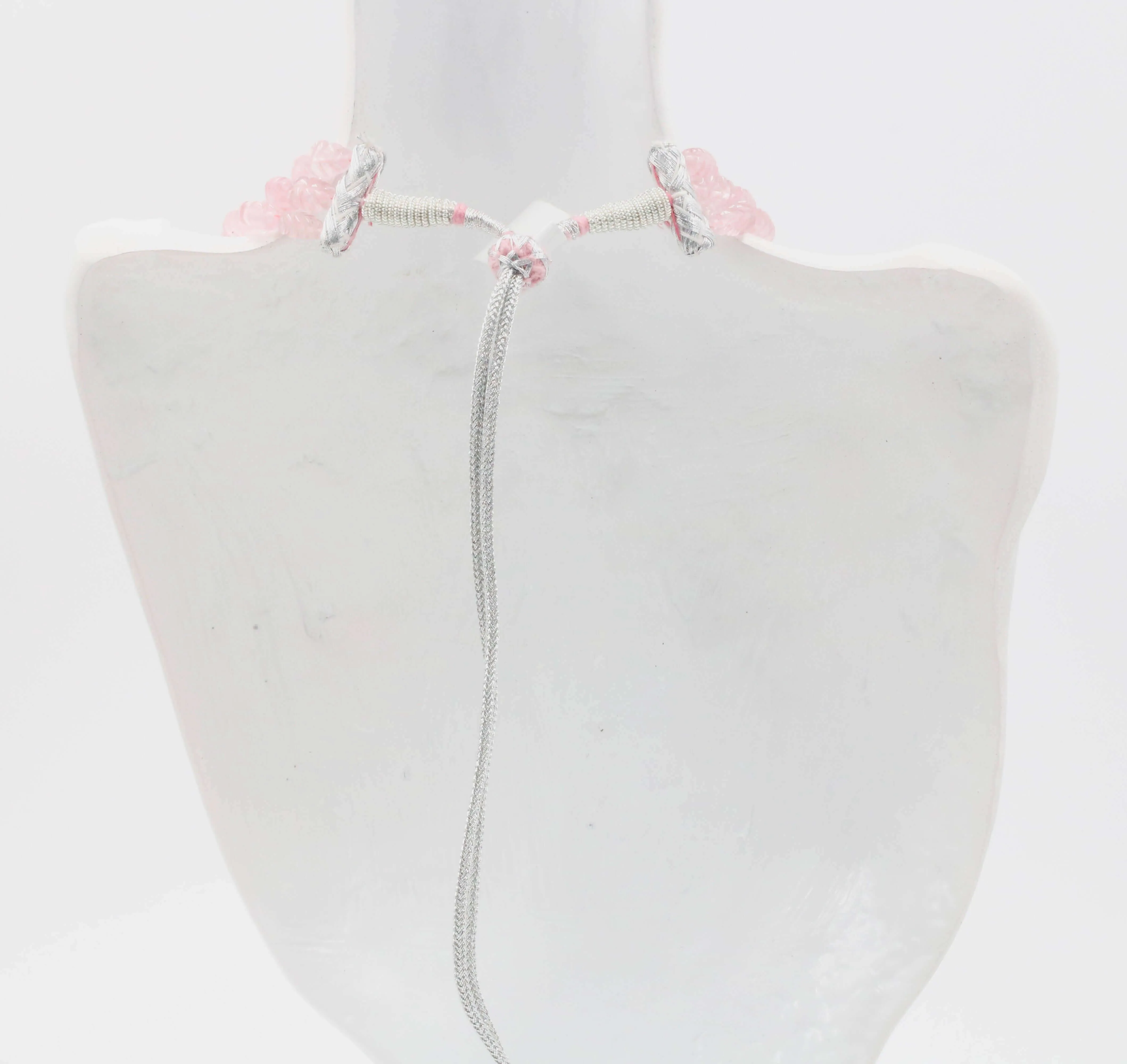 Rose Quartz Carved Necklace Genuine Quartz Carved Necklace Genuine Quartz Necklace Pink Beaded Necklace Indian Sarafa Quartz Gemstone SKU: 6143009