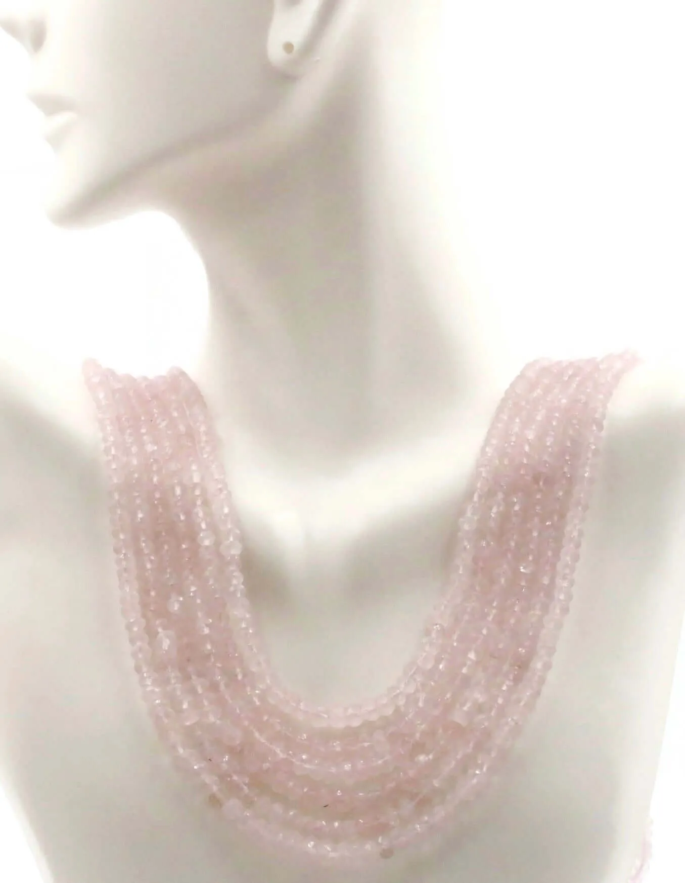 Rose Quartz Necklace Layered Necklace Pink Necklace Rondelle Necklace Gemstone Necklace Beaded Necklace SKU 6143168