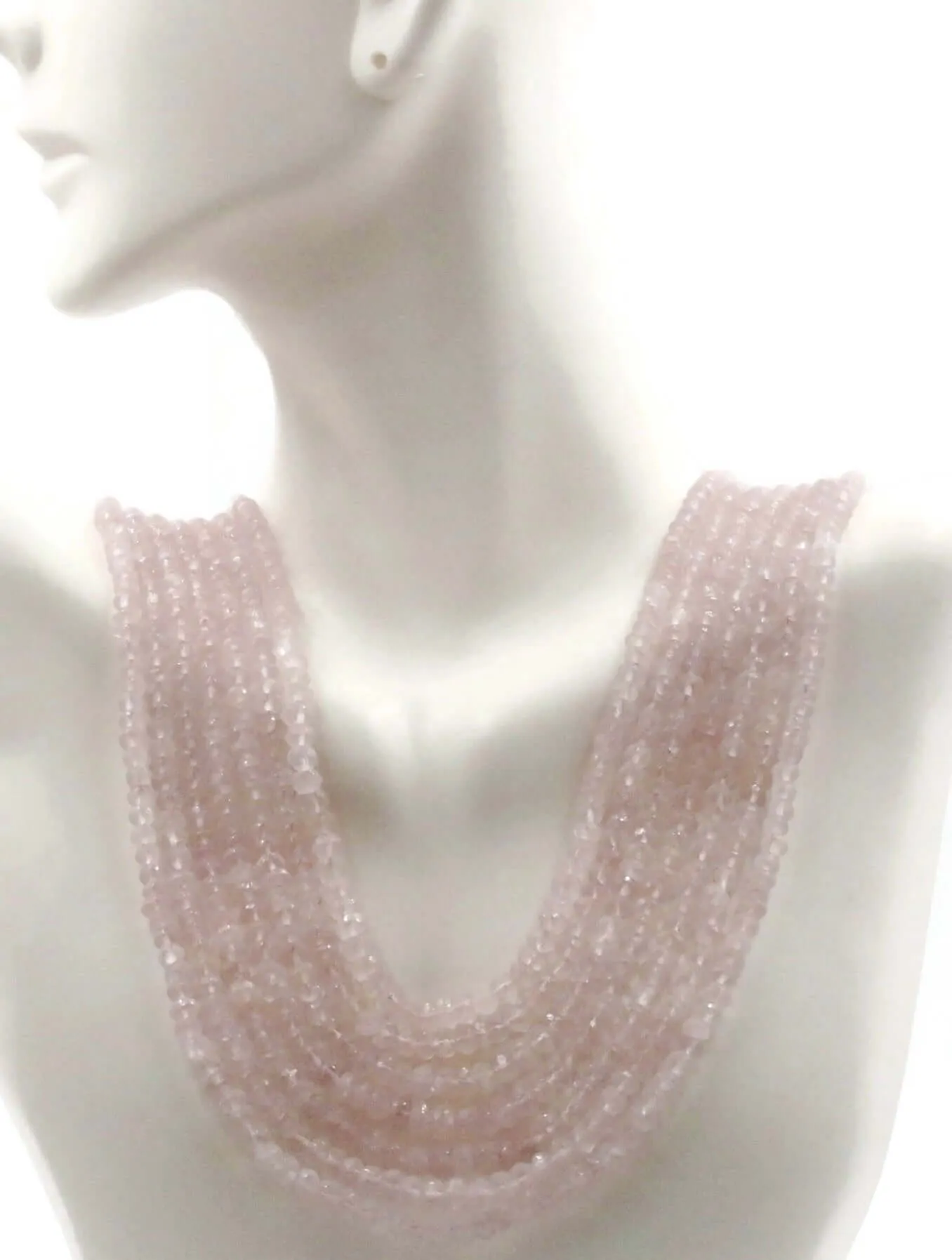 Rose Quartz Necklace Layered Necklace Pink Necklace Rondelle Necklace Gemstone Necklace Beaded Necklace SKU 6143168