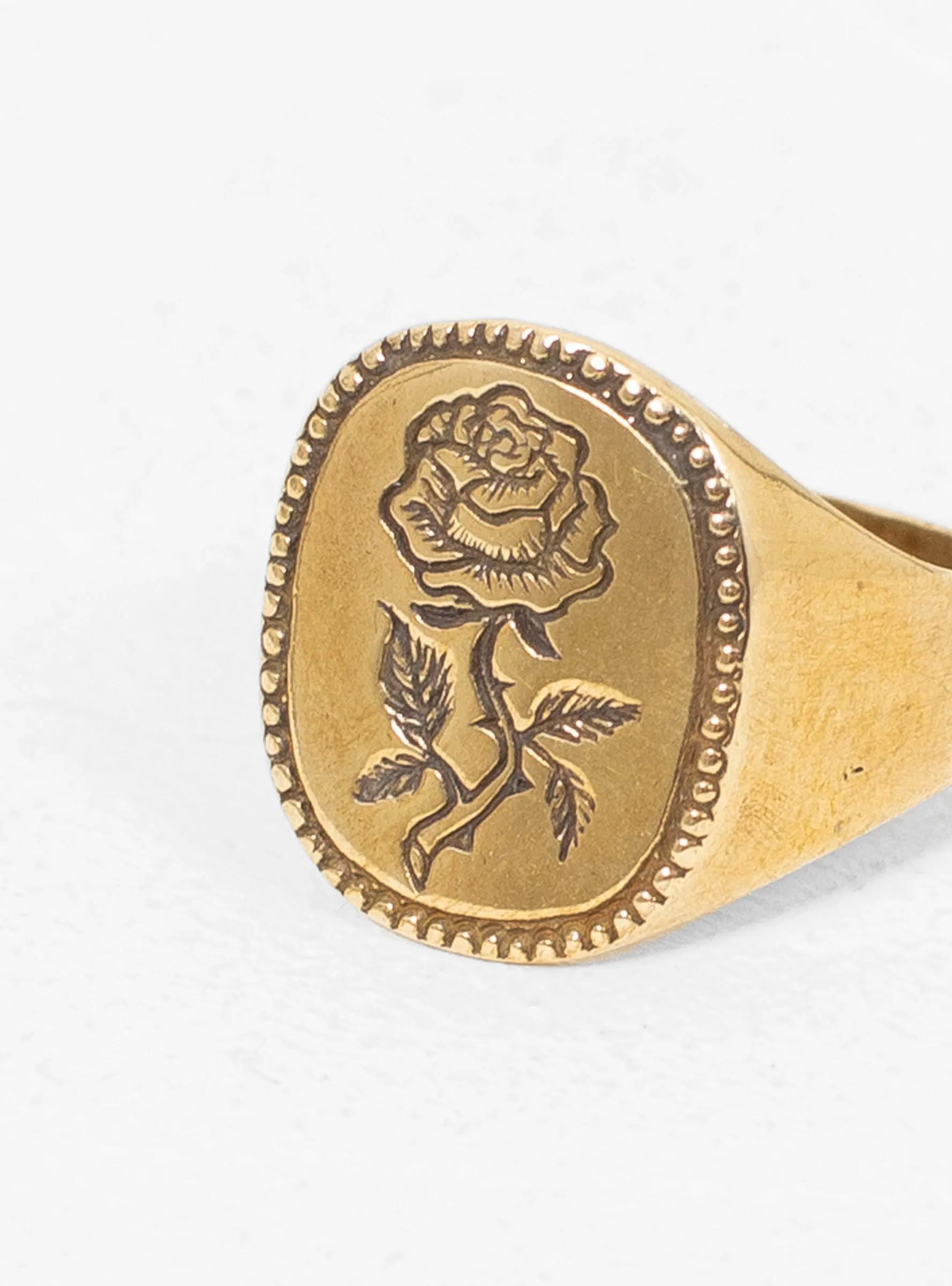 Rose Signet Ring Brass