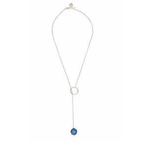 Rosie Fox Aquamarine Gemstone Blue Pansy Lariat Necklace
