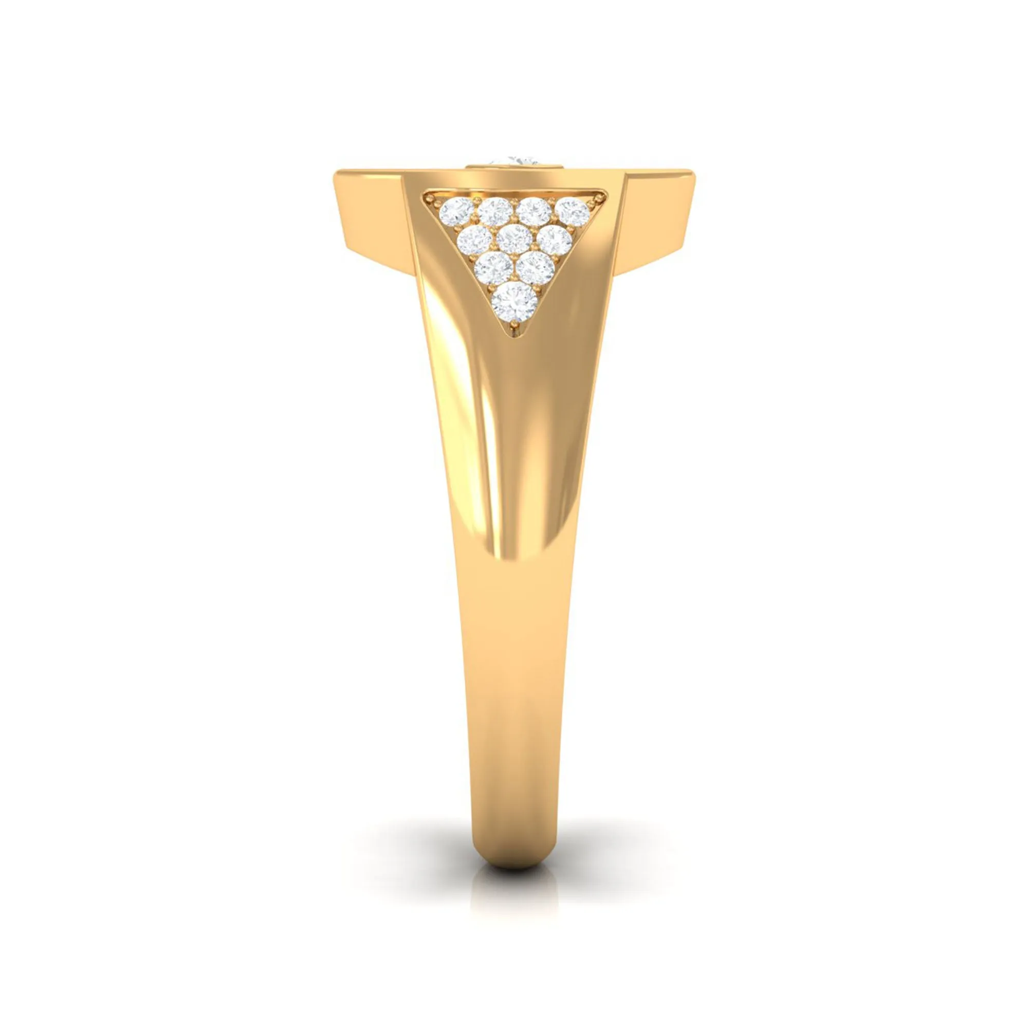 Round Diamond Signet Ring in Bezel Setting