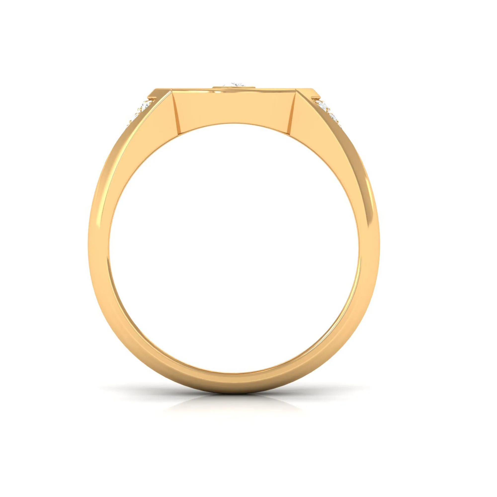 Round Diamond Signet Ring in Bezel Setting