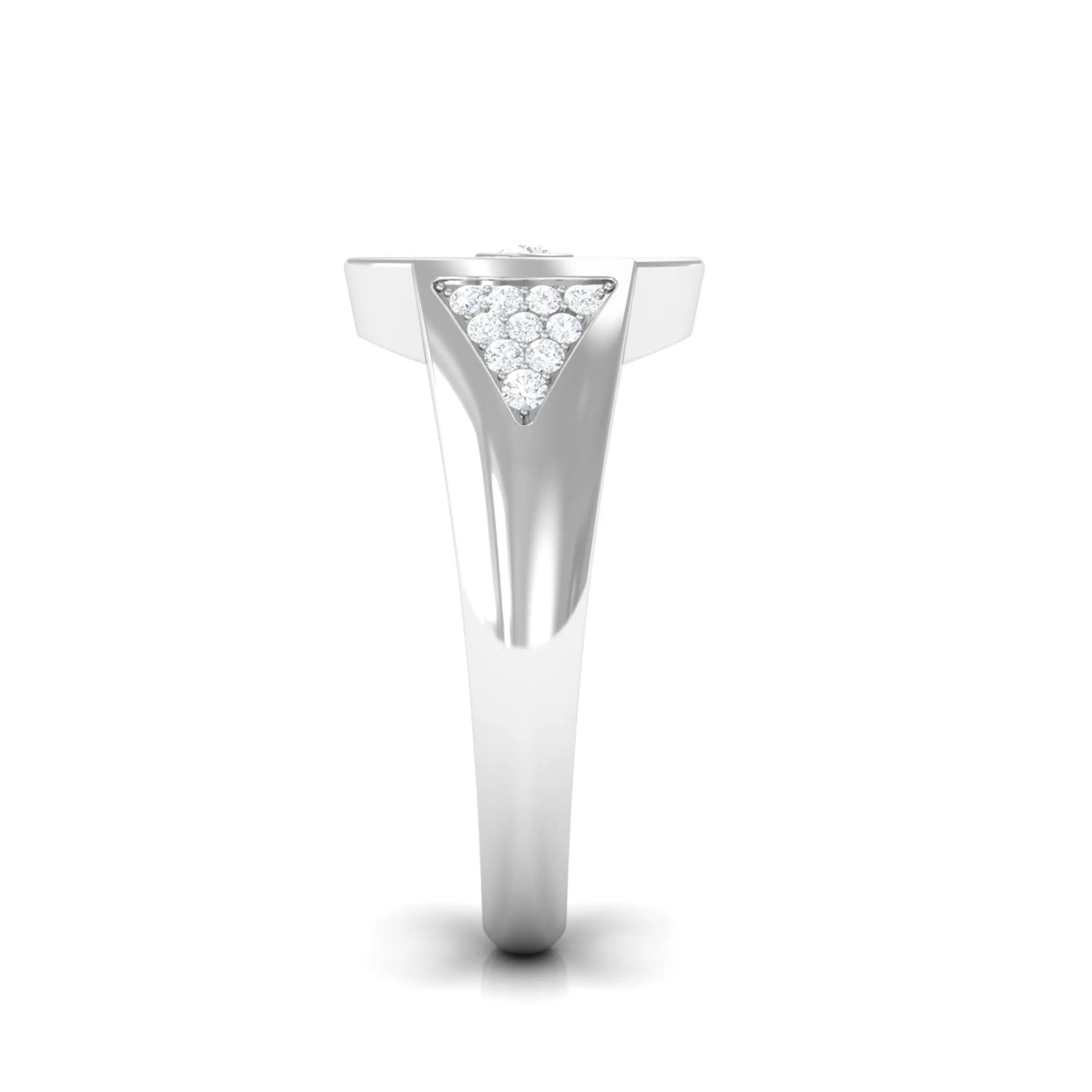 Round Diamond Signet Ring in Bezel Setting