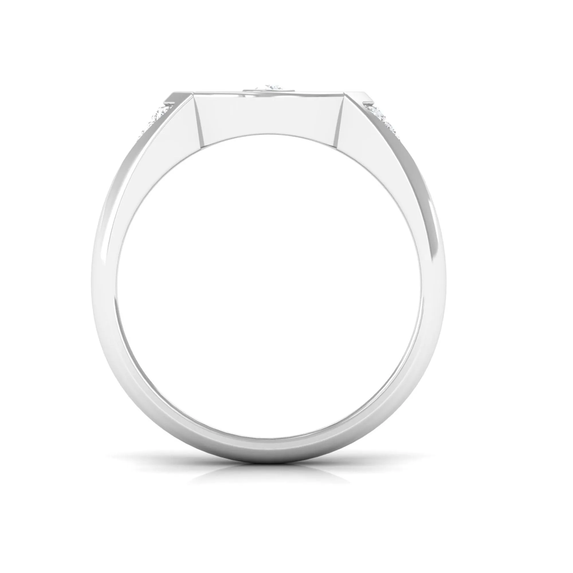 Round Diamond Signet Ring in Bezel Setting