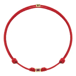 Ruby Baguette Corrugated Ingot on Cord Bracelet
