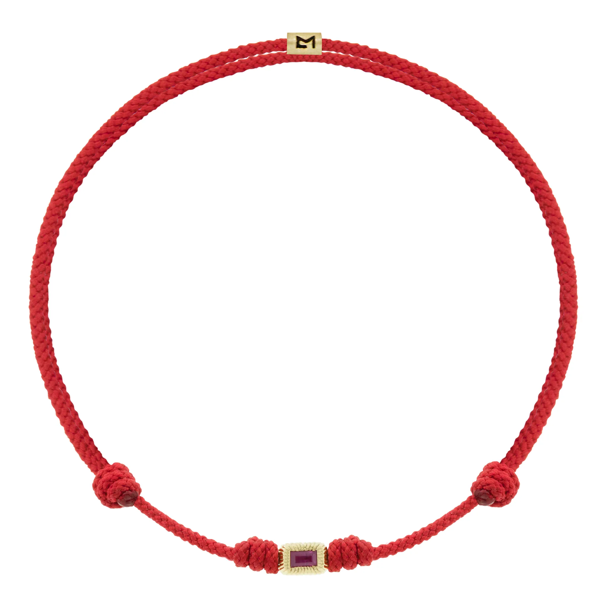 Ruby Baguette Corrugated Ingot on Cord Bracelet