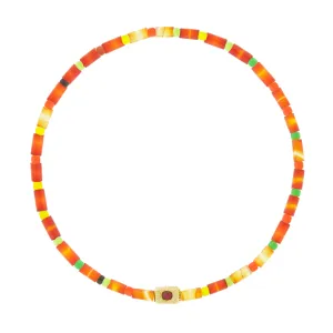 Ruby Corrugated Ingot on Beaded Bracelet