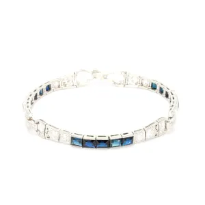 Sapphire and Diamond Art Deco Bracelet, 7"