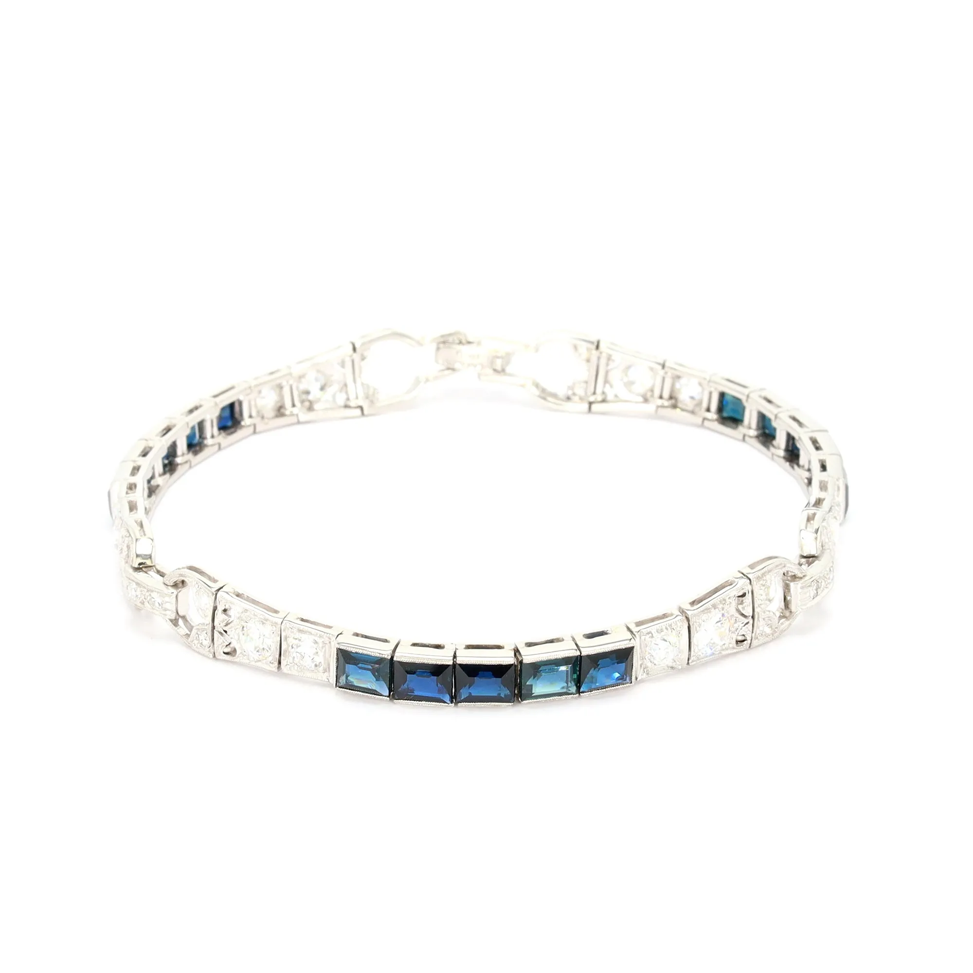 Sapphire and Diamond Art Deco Bracelet, 7"