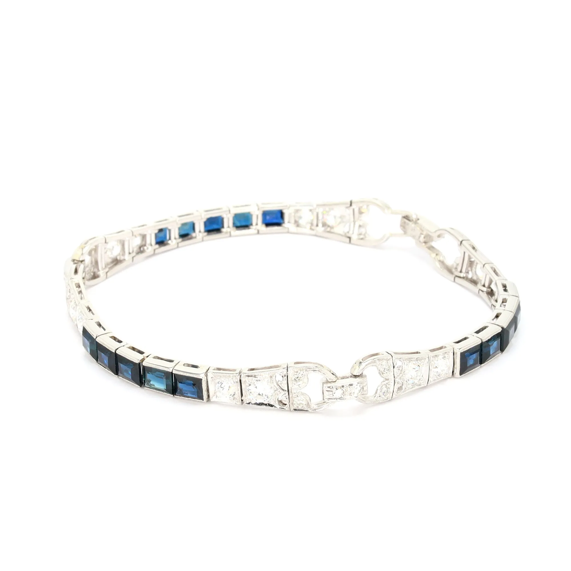Sapphire and Diamond Art Deco Bracelet, 7"