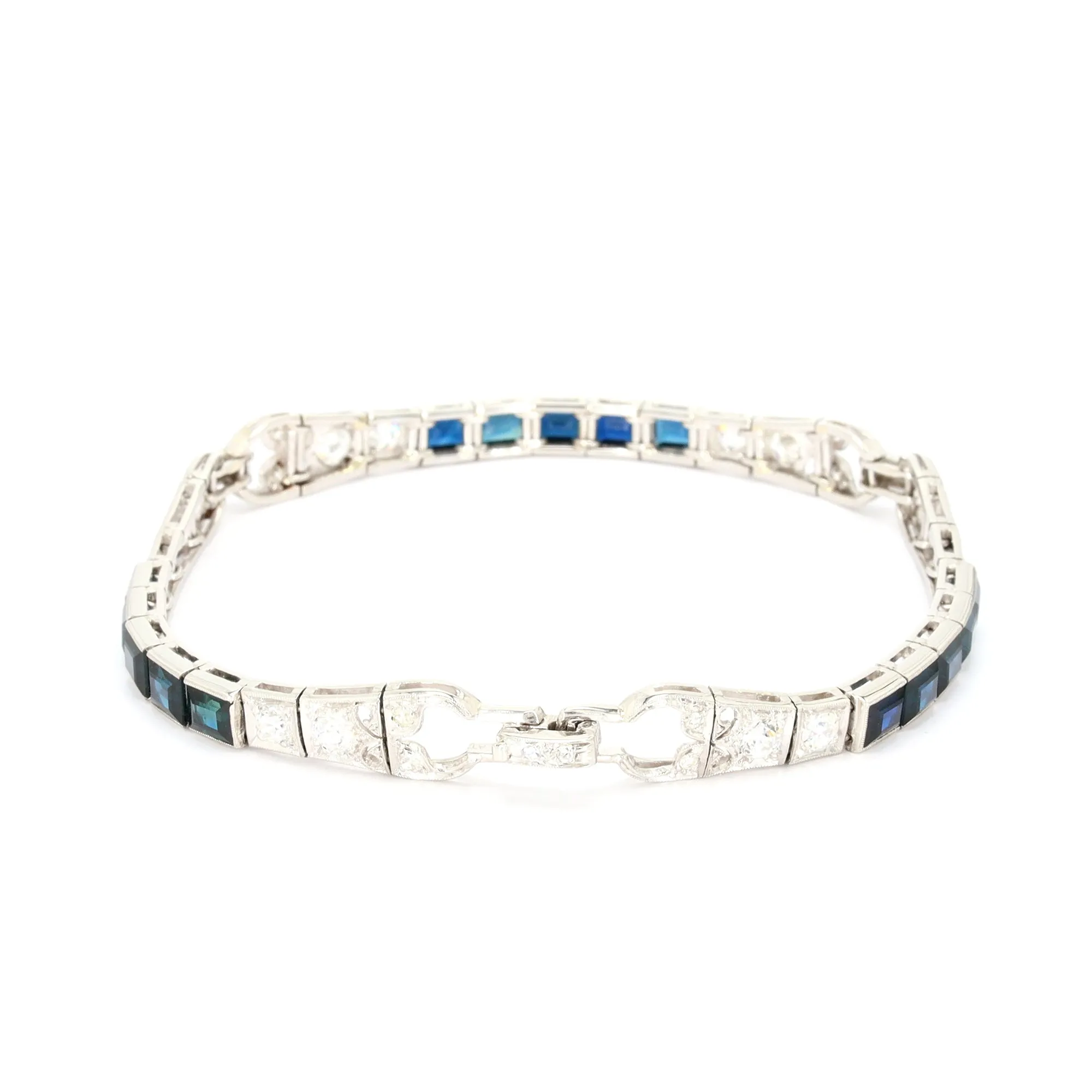 Sapphire and Diamond Art Deco Bracelet, 7"
