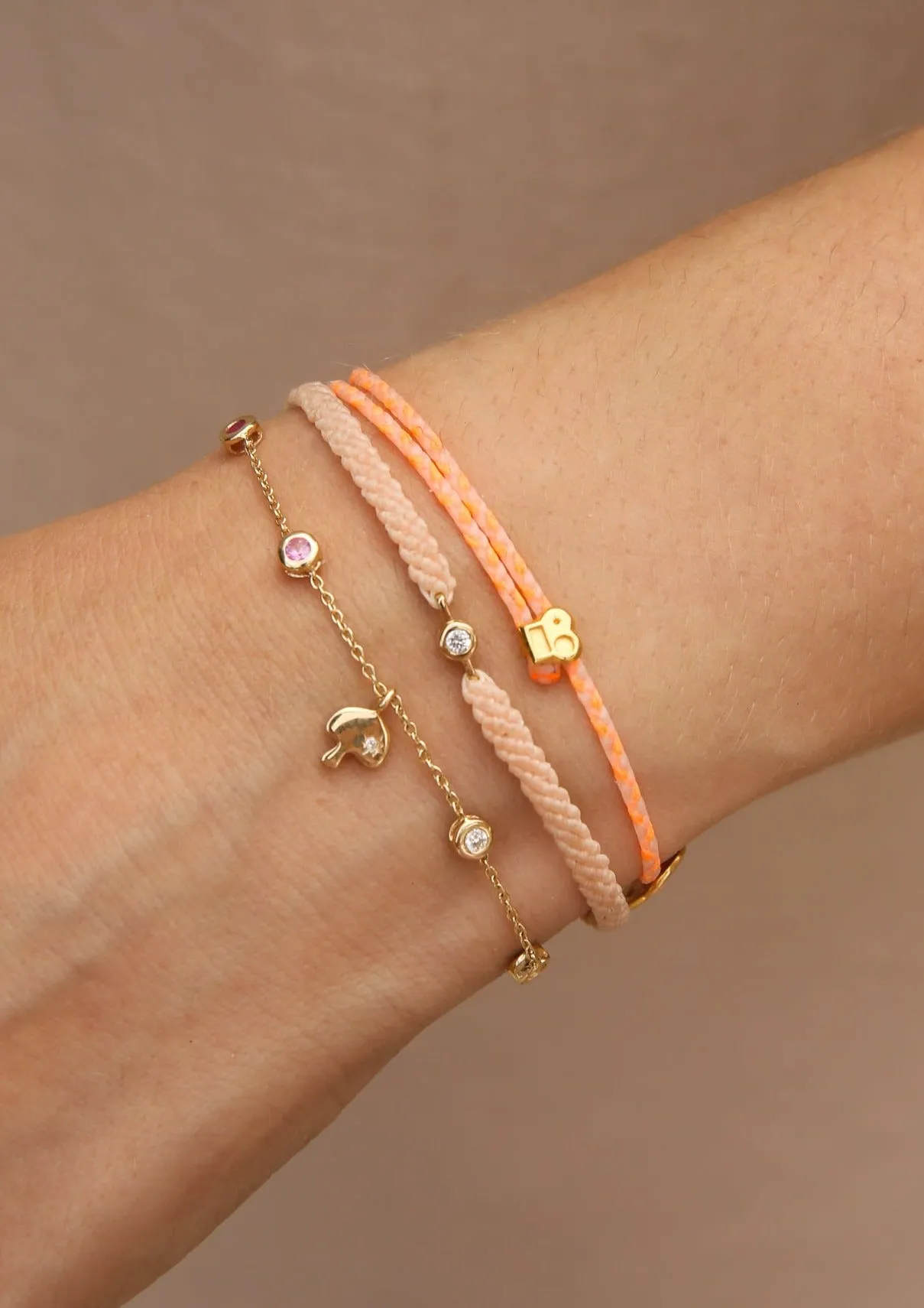 Shroom Charm and Gemstone Bezel Station Bracelet