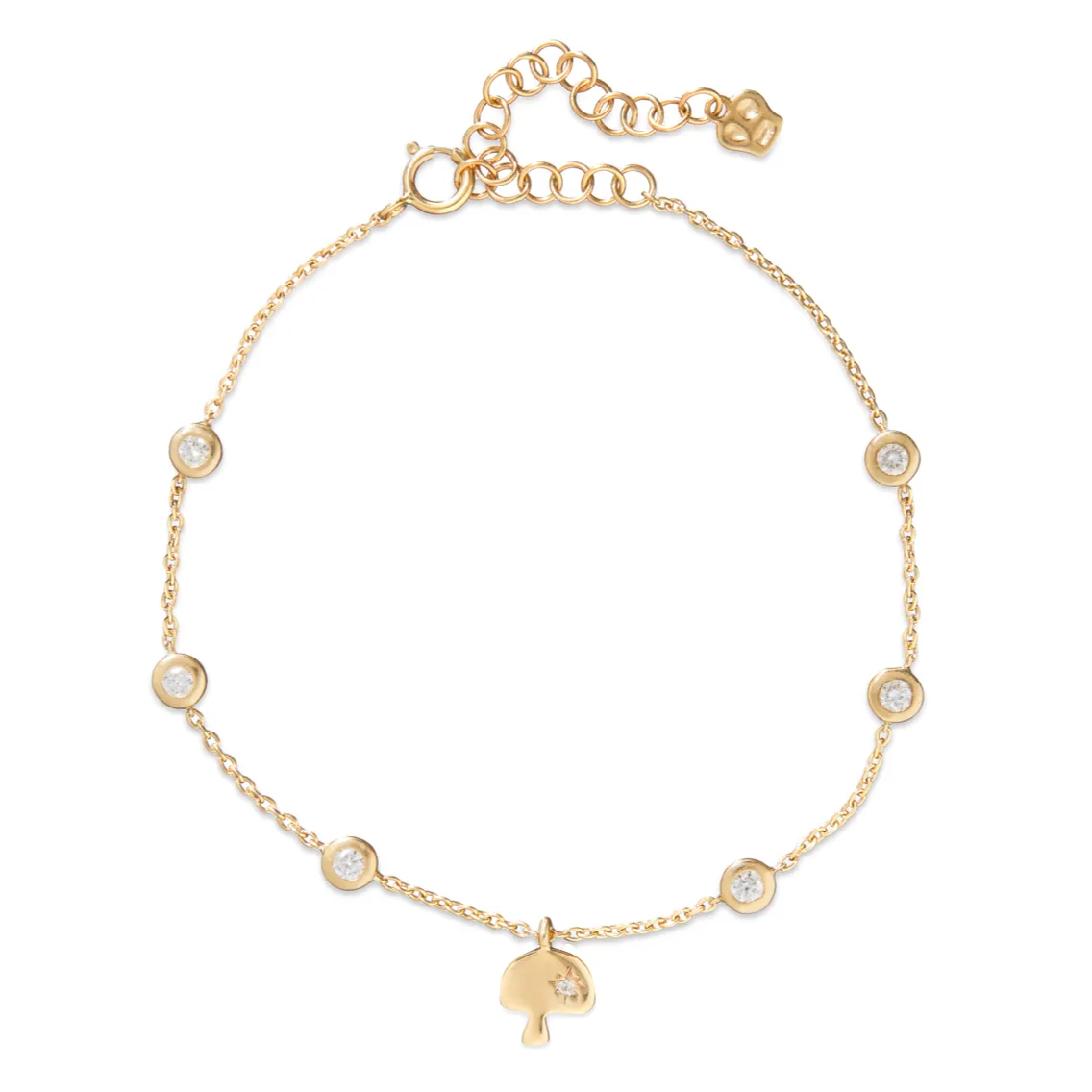 Shroom Charm and Gemstone Bezel Station Bracelet