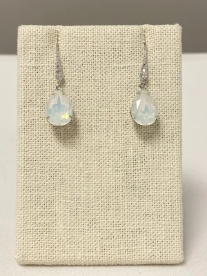 Silver and opal bridal earrings