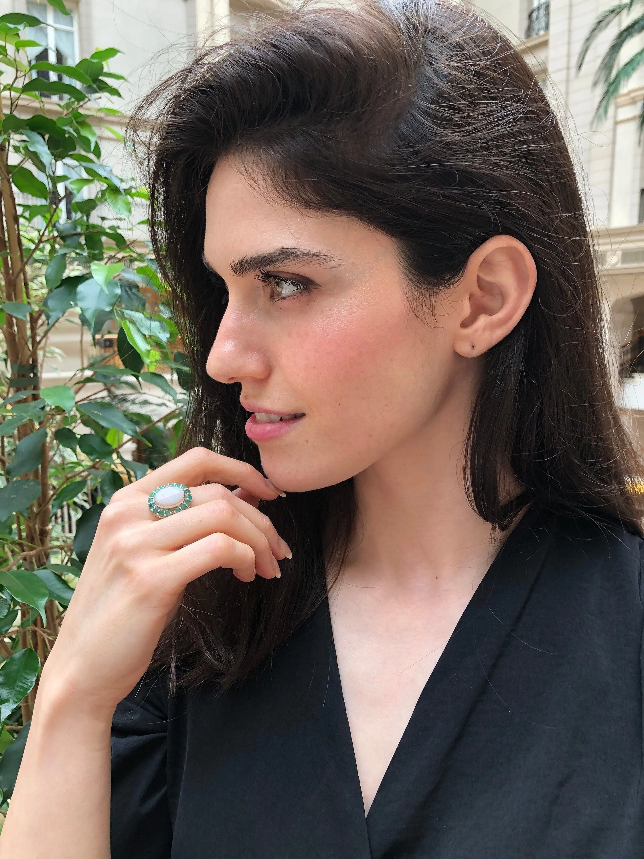 Silver Opal Ring - Victorian Ring, Statement Opal Ring, Natural Opal Ring