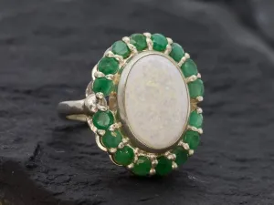 Silver Opal Ring - Victorian Ring, Statement Opal Ring, Natural Opal Ring
