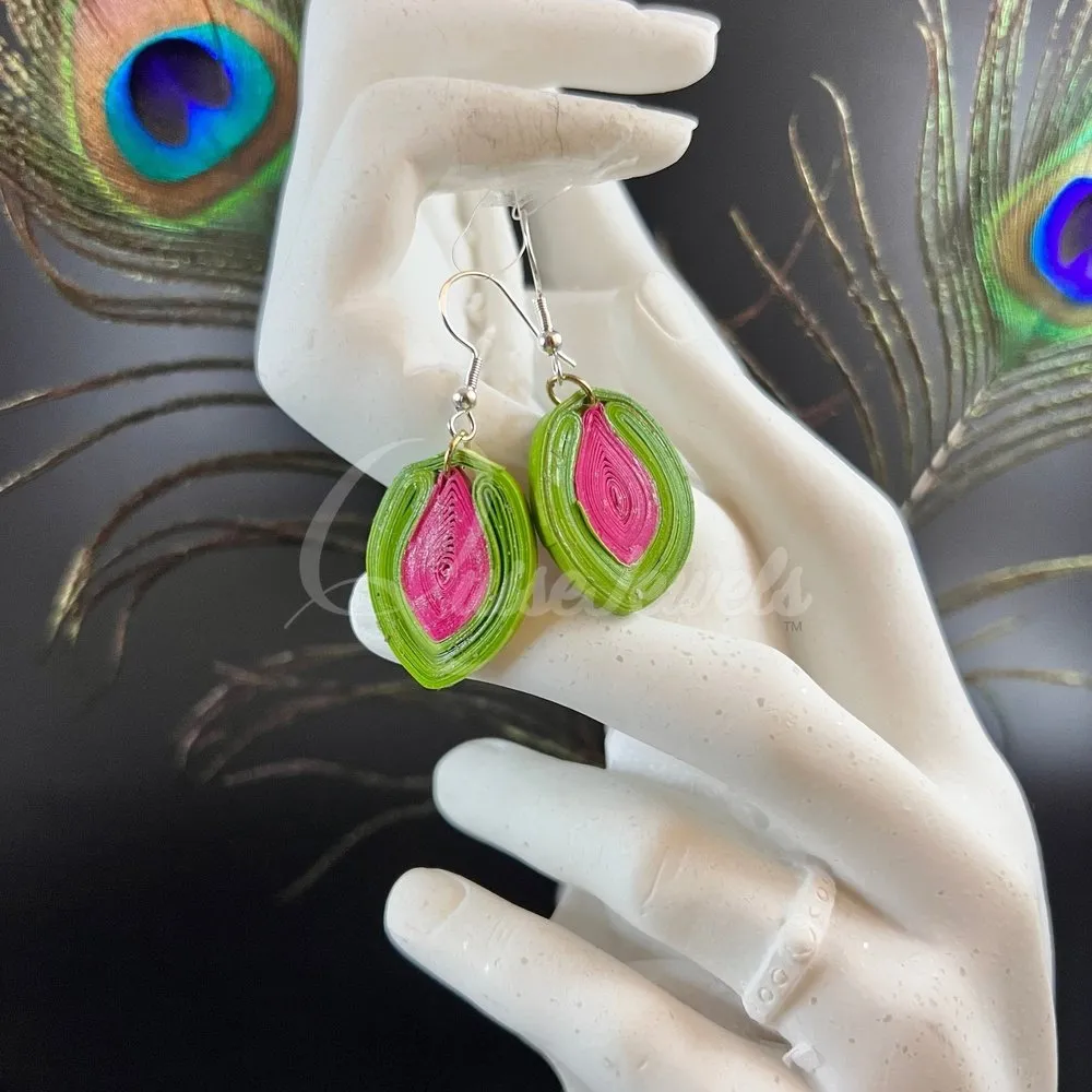 Small Drop Flower Seed Quilling Earrings