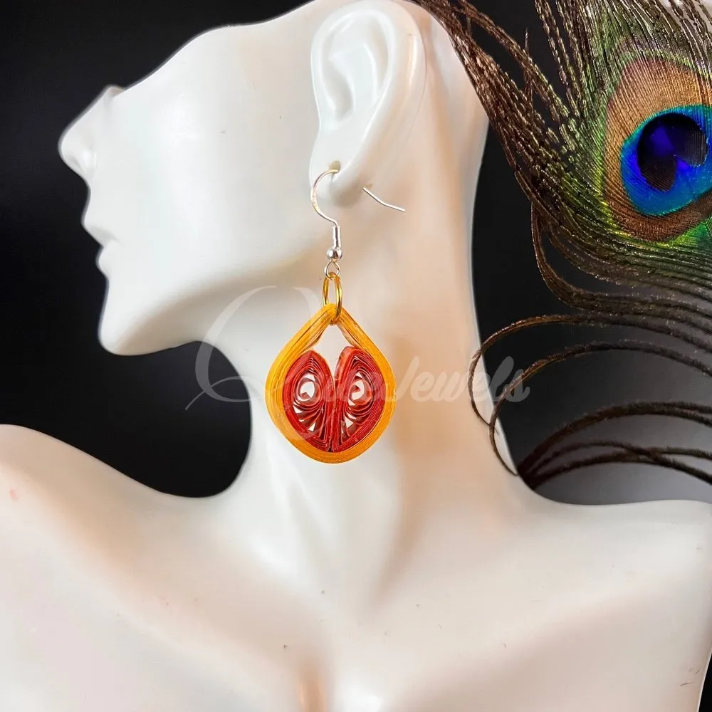Small Drop Flower Seed Quilling Earrings
