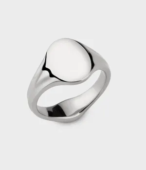 Small Oval Signet in Silver, Size Q