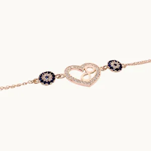 Sterling Silver and Rose Gold Bracelet with Infinity Heart