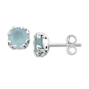 Sterling Silver Aquamarine Stud Earrings