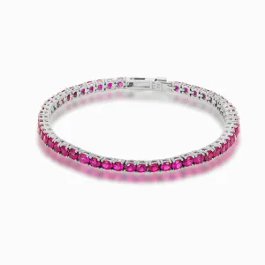Sterling silver ruby pink tennis bracelet